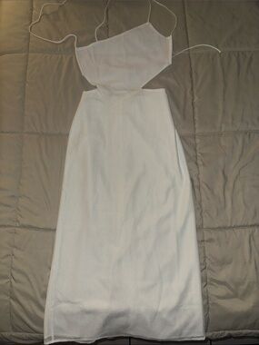 Backless White Spaghetti-Strap Cutout Maxi Dress